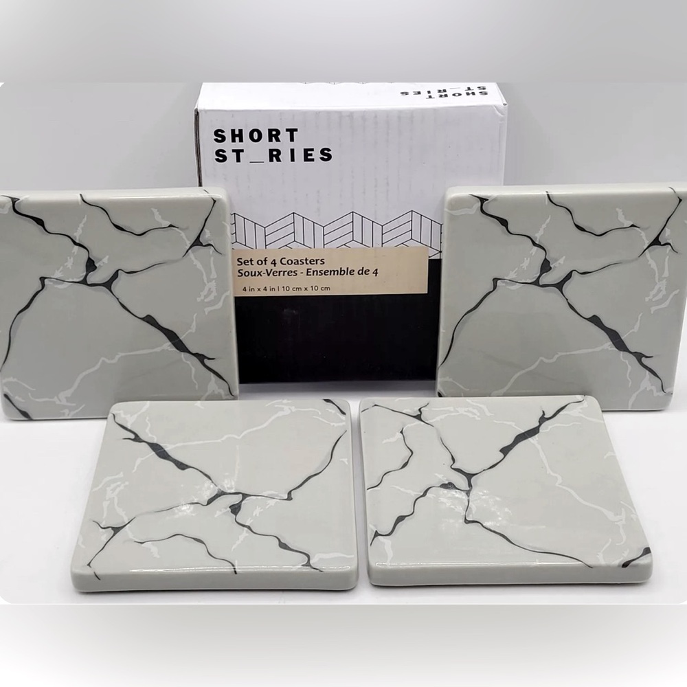 New in box Short Stories Modern Square Coasters Grey